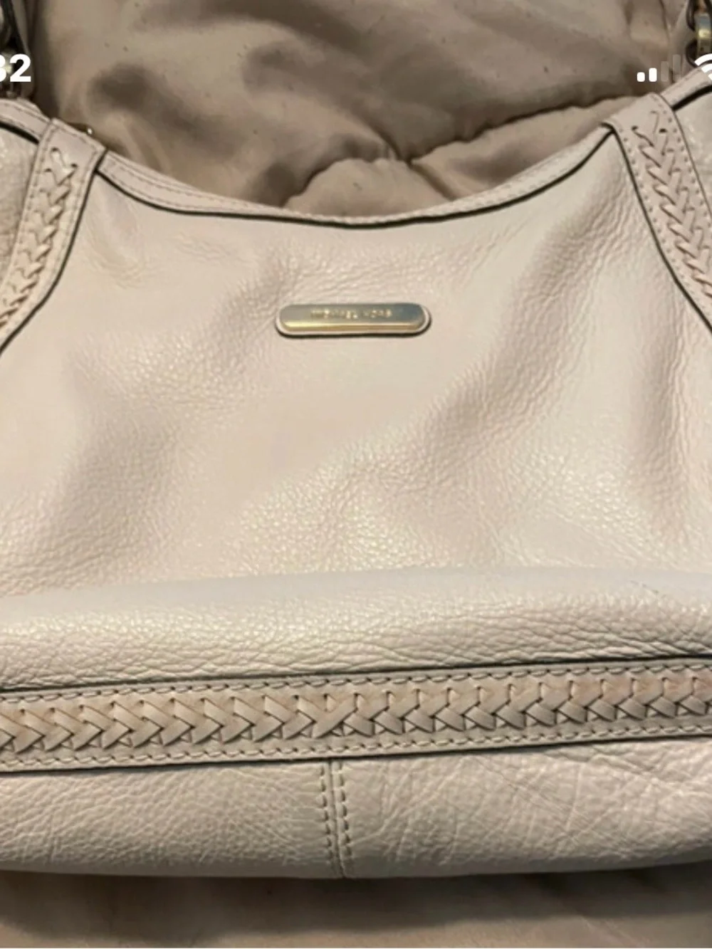 MICHAEL Michael Kors Light Pink Braided-Handle Leather Shoulder Bag